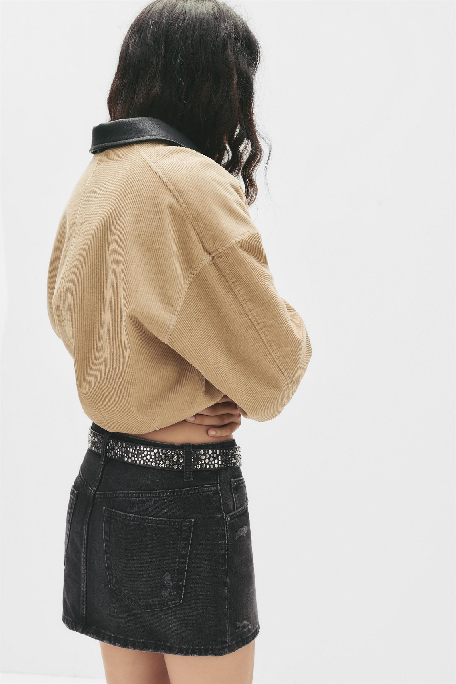 Ripped denim mini skirt Product Image