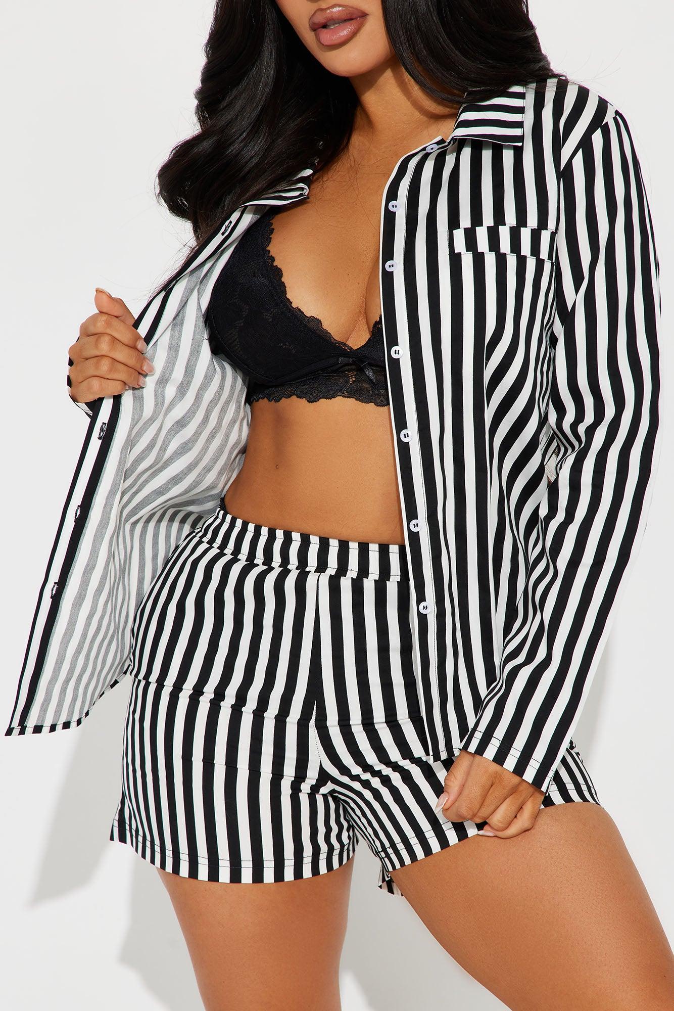 Chill Era Poplin PJ Short Set - Black/White Product Image