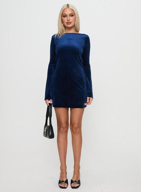 Syrene Velvet Mini Dress Navy Product Image