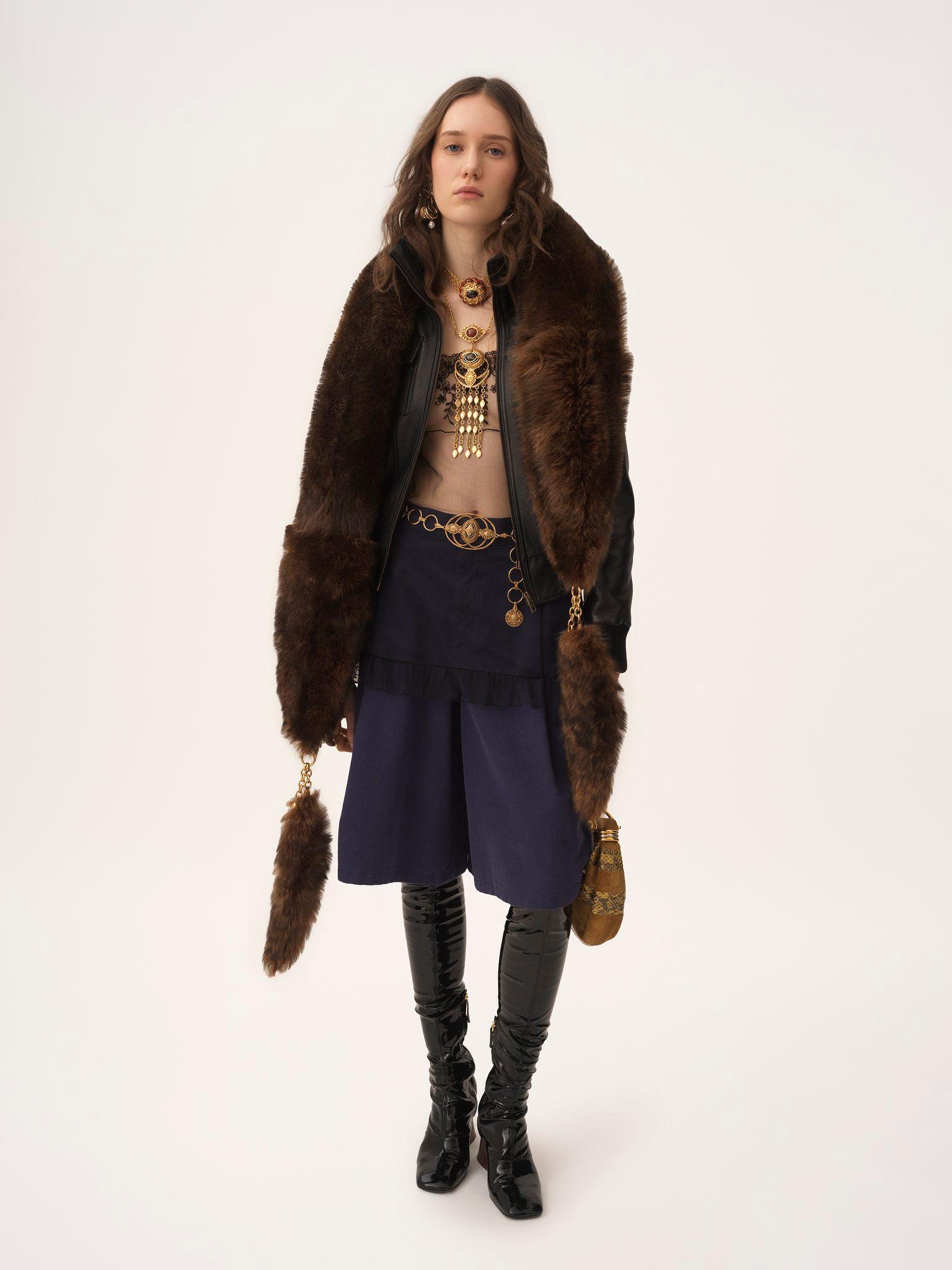 Short blouson in leather Product Image