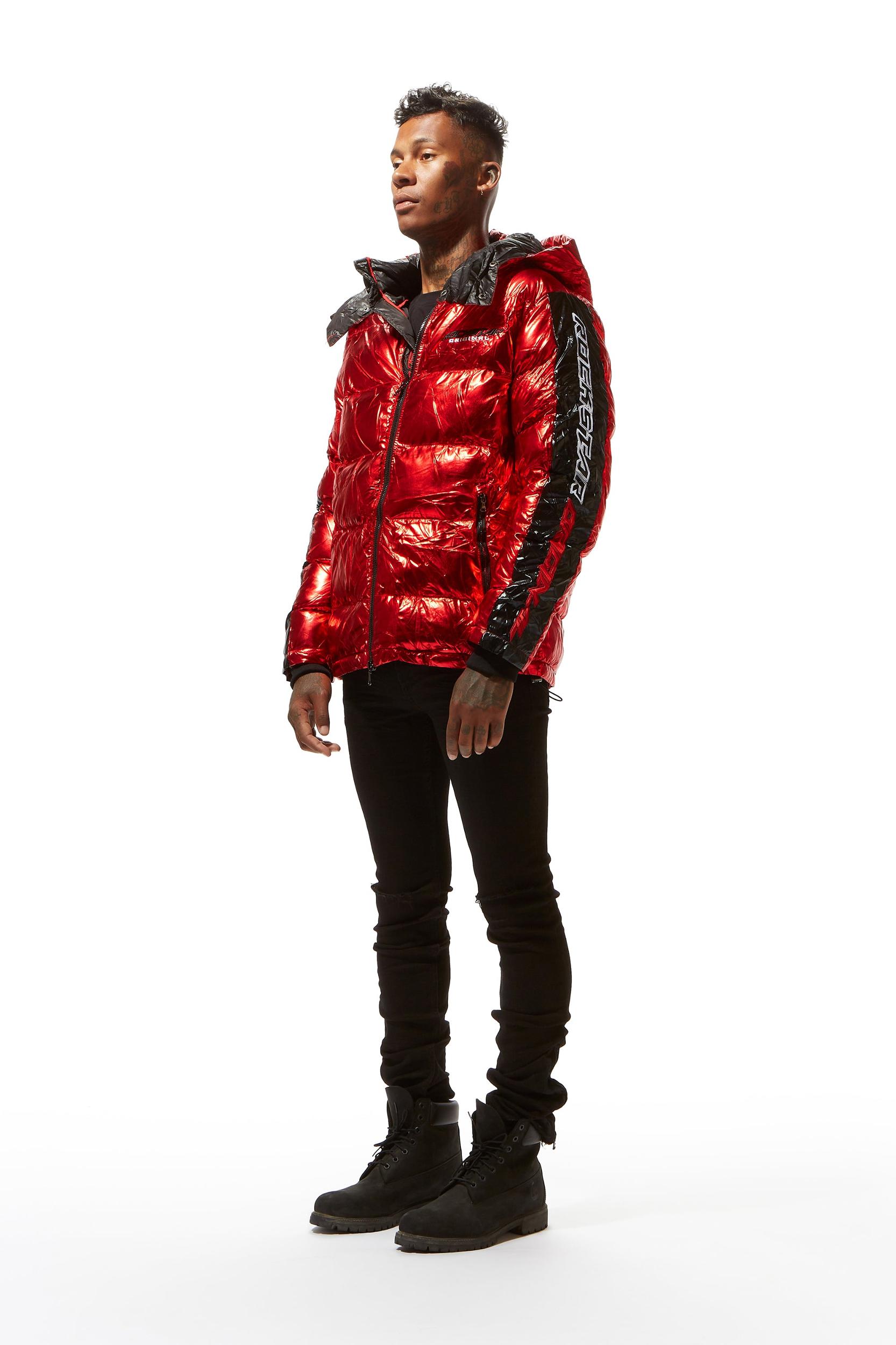 Metallic Red Alasia Puffer Jacket Male Product Image