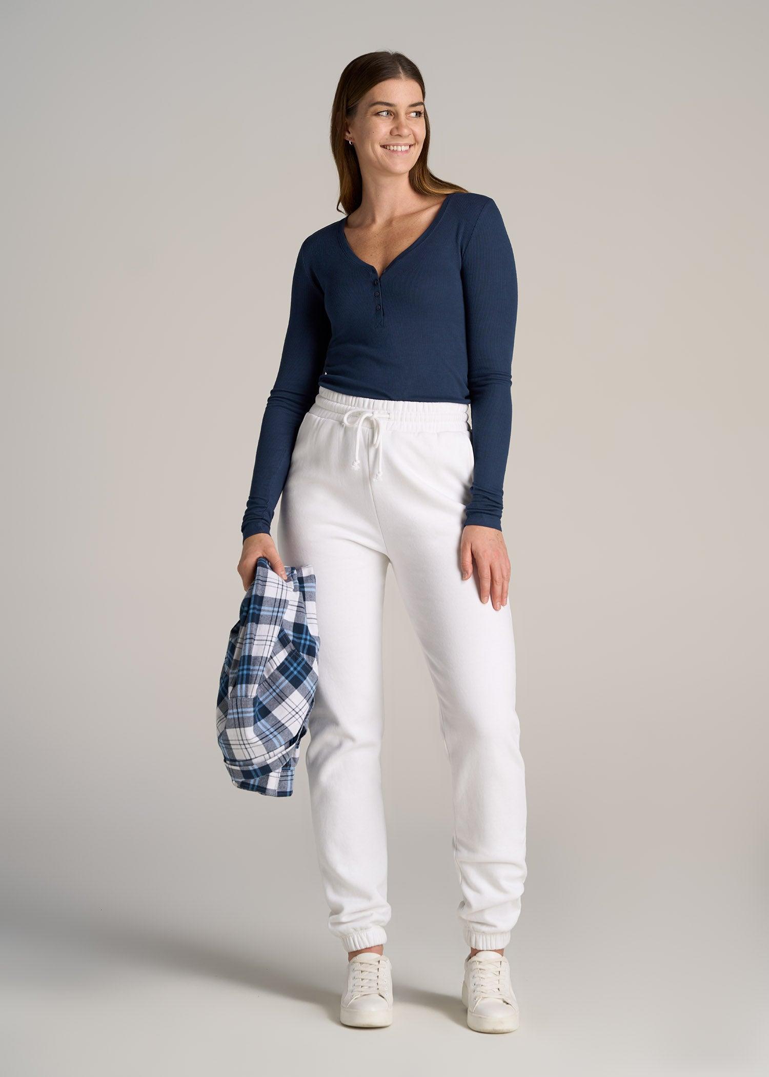 Tall Women's FITTED Ribbed Long Sleeve Henley in Navy Product Image