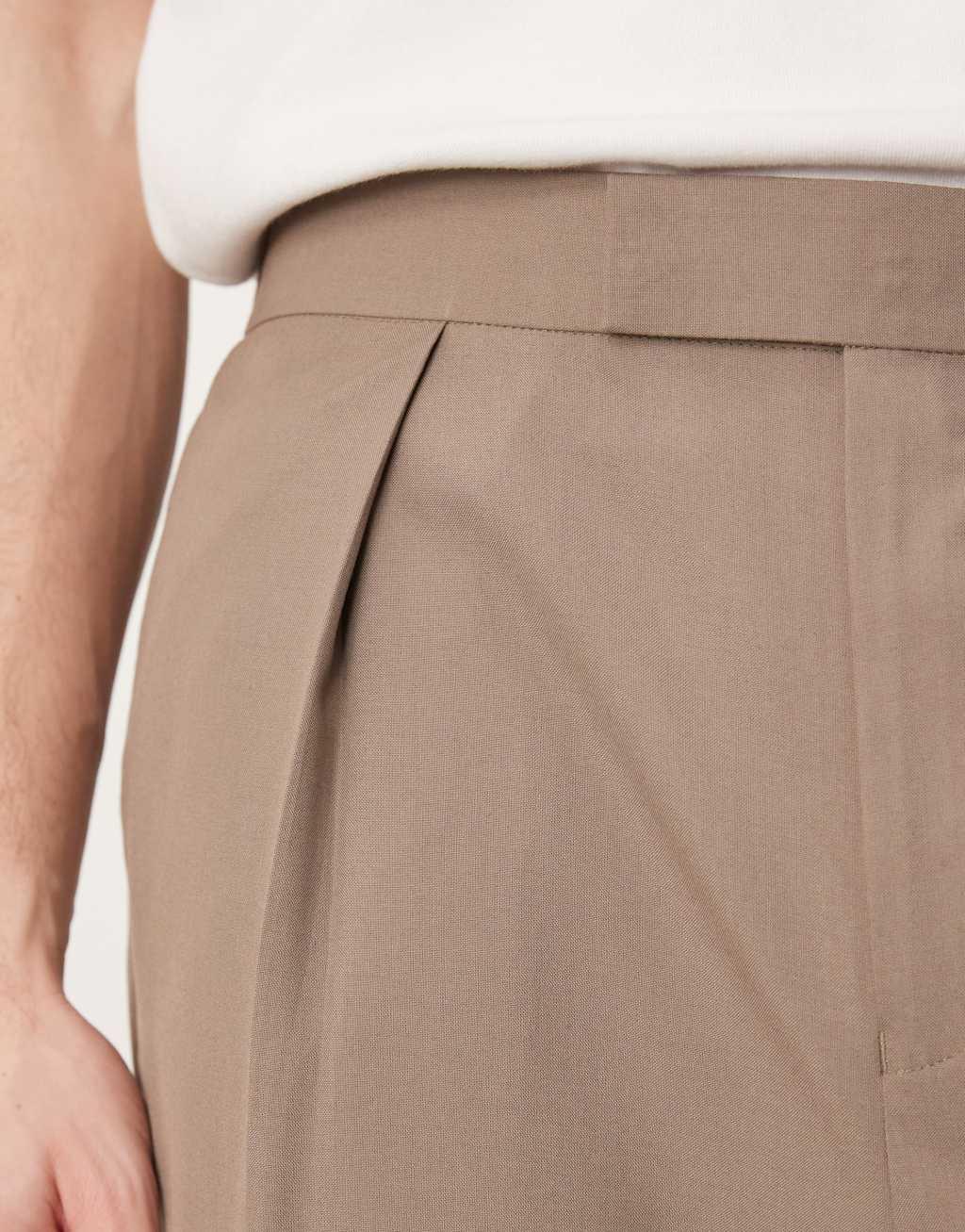 ASOS DESIGN smart wide leg pants in beige with elastic waist | ASOS Product Image