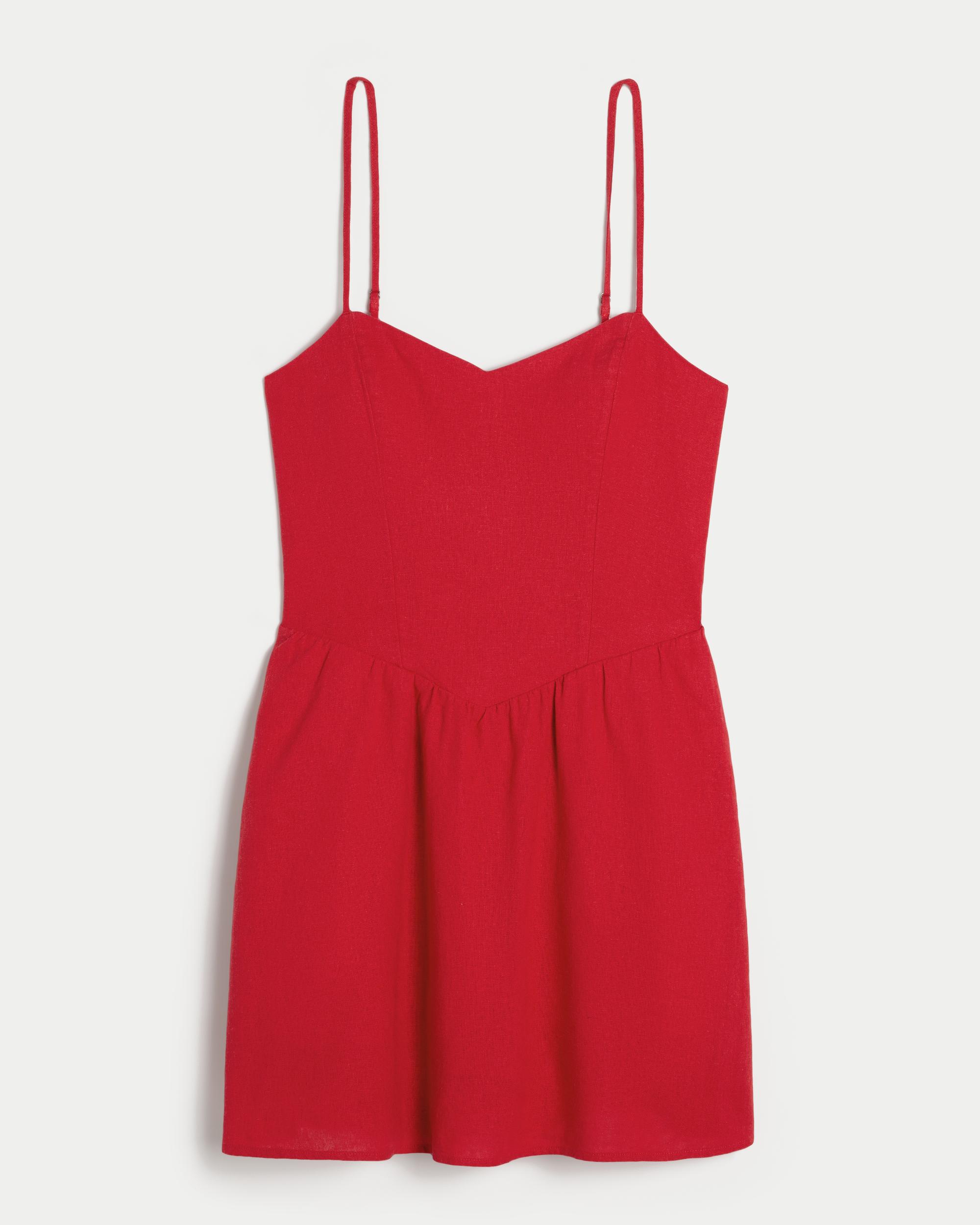 Open-Back Linen-Blend Mini Dress Product Image