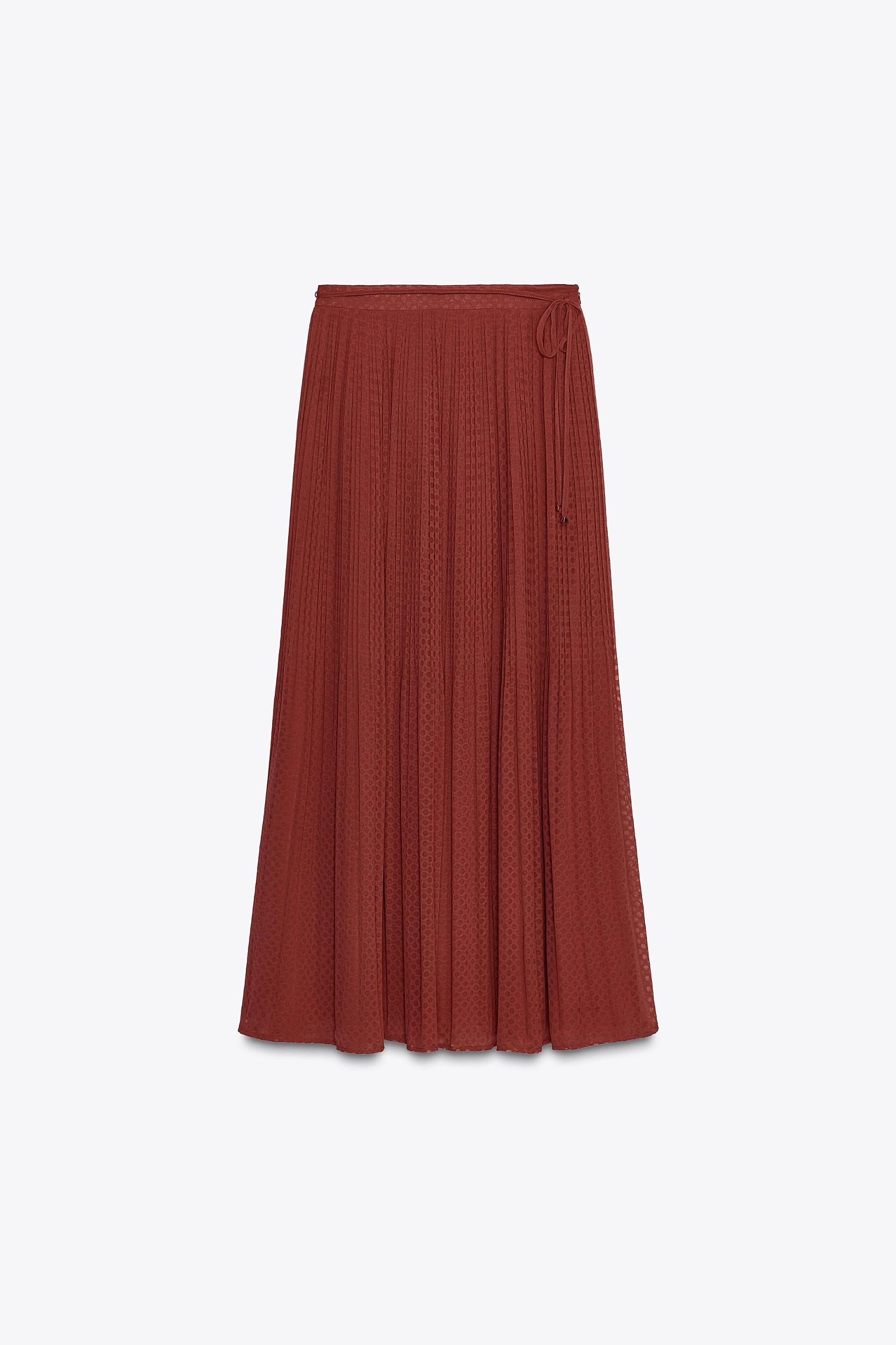 BELTED PLEATED MIDI SKIRT Product Image