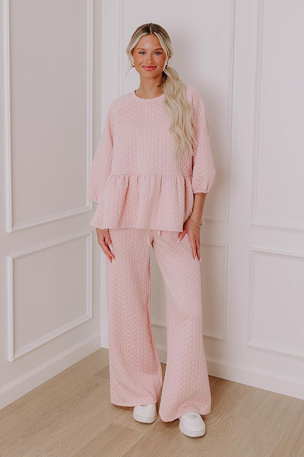 Chic A La Mode Knit Peplum Top in Pink Product Image