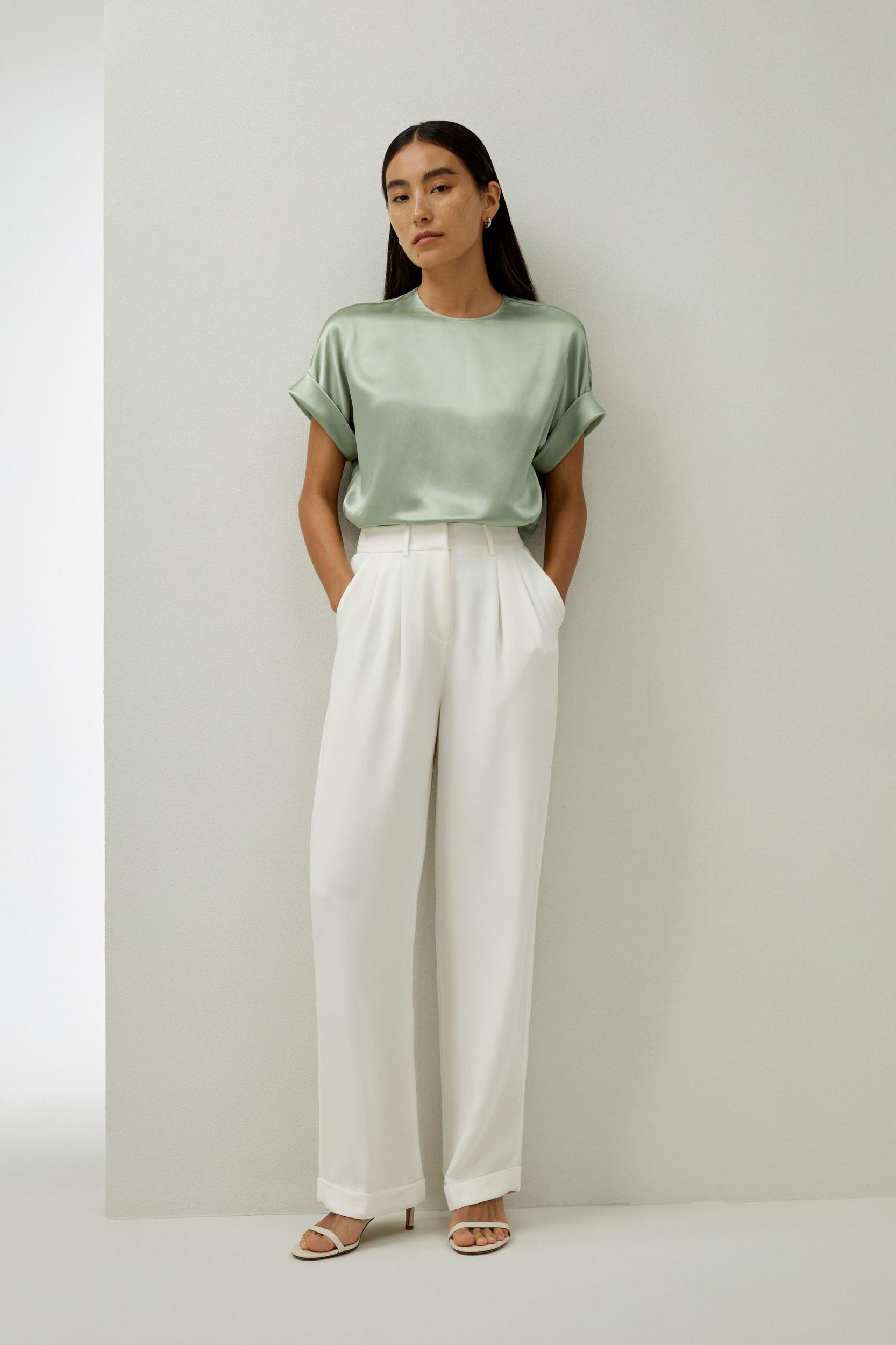 LILYSILK T Shirt Silk - Womens - Navy Blue 100 Silk - Organic Oversized Tops XS Product Image