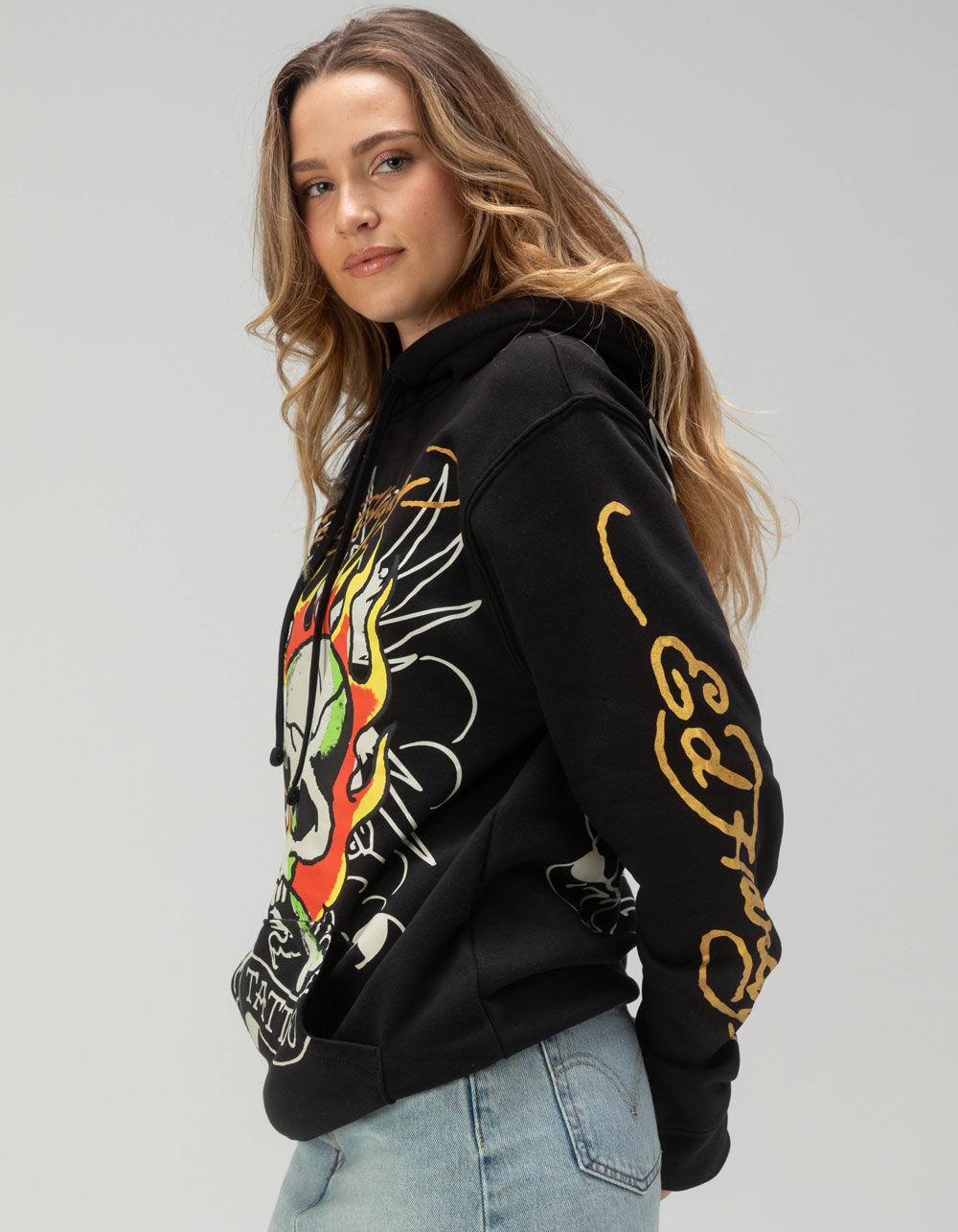 ED HARDY Fire Skull Womens Hoodie - BLACK Product Image