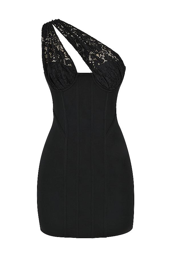 Lily  black lace mini dress Product Image