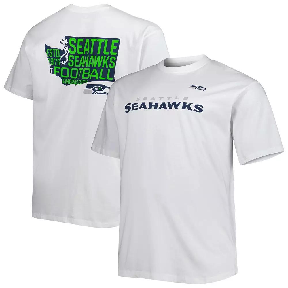 Men's Fanatics Branded White Seattle Seahawks Big & Tall Hometown Collection Hot Shot T-Shirt, Size: XLT Product Image