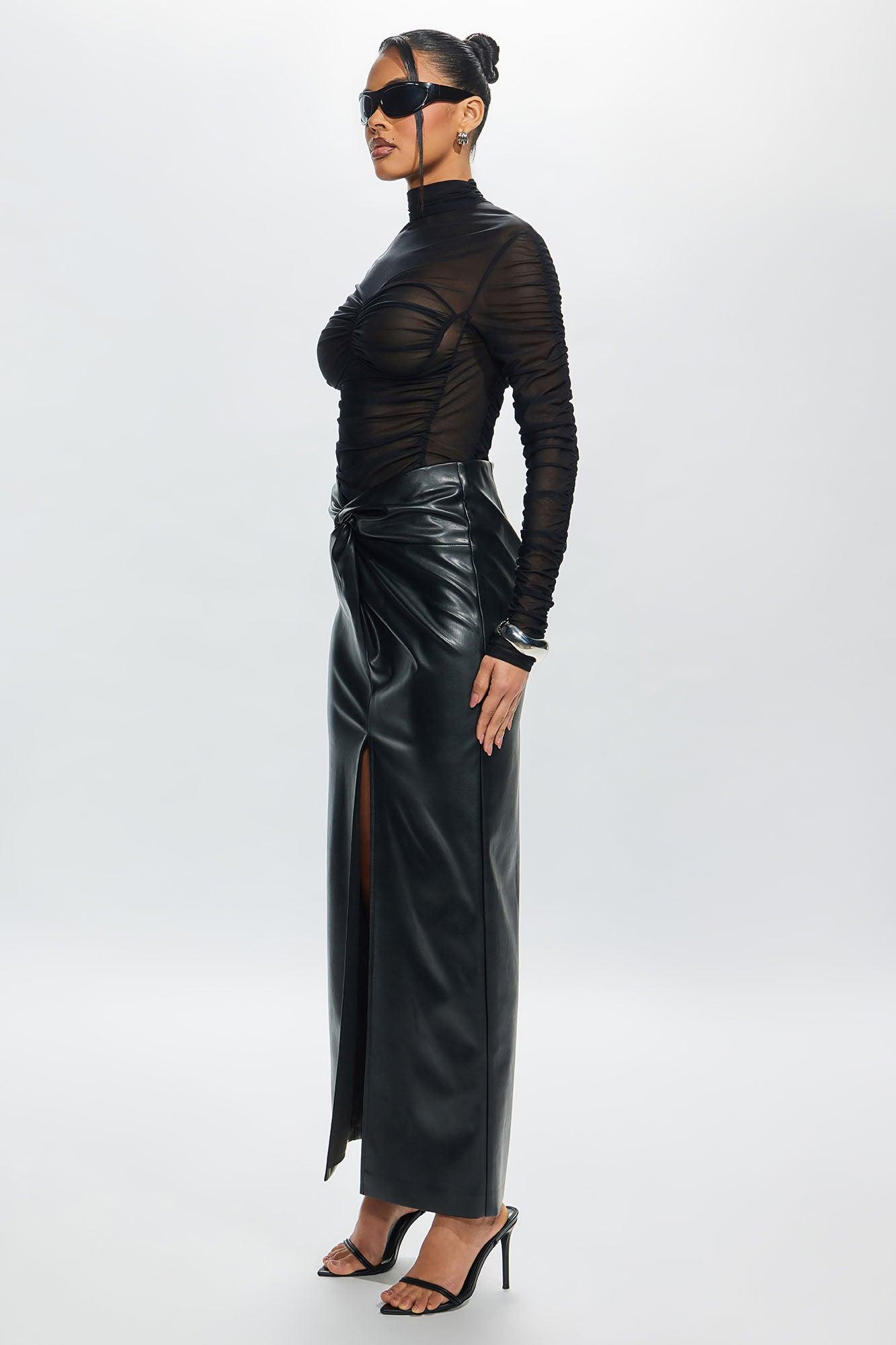 Madeline Sheer Ruched Top - Black Product Image