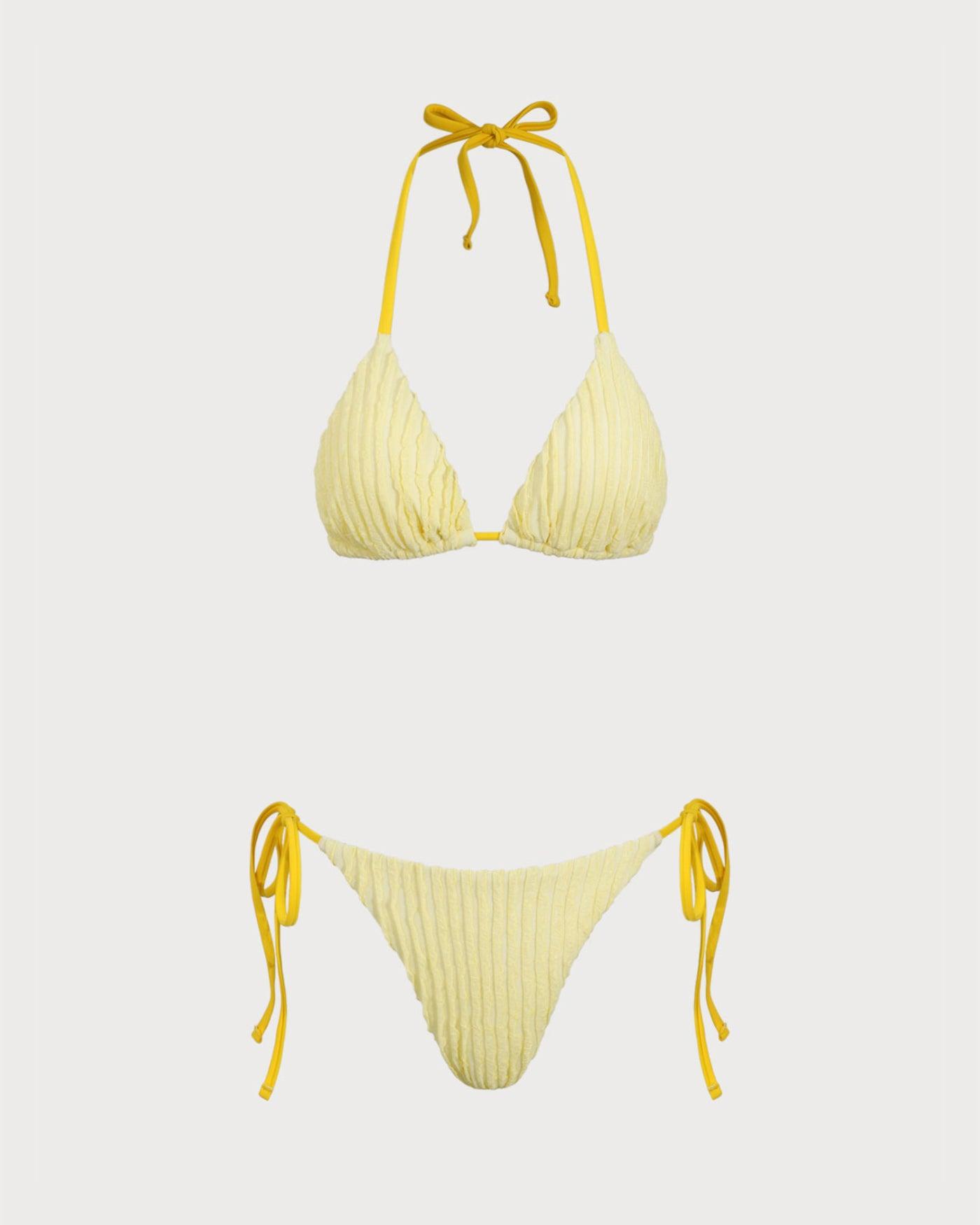 Yellow Halter Triangle Bikini Set Product Image