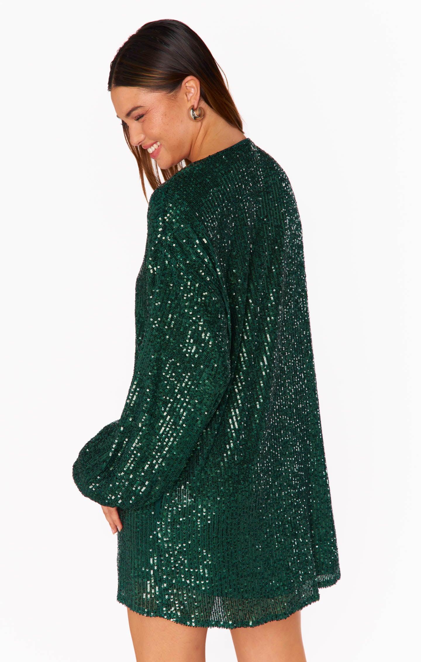 Sure Thing Mini Dress ~ Emerald Sequins Product Image