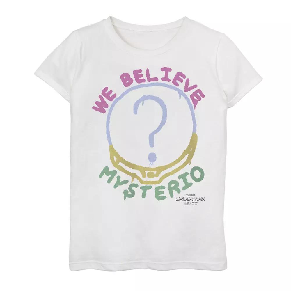 Girls 7-16 Marvel Spider-Man No Way Home Mysterio We Believe Logo Graphic Tee, Girl's, Size: XL, White Product Image
