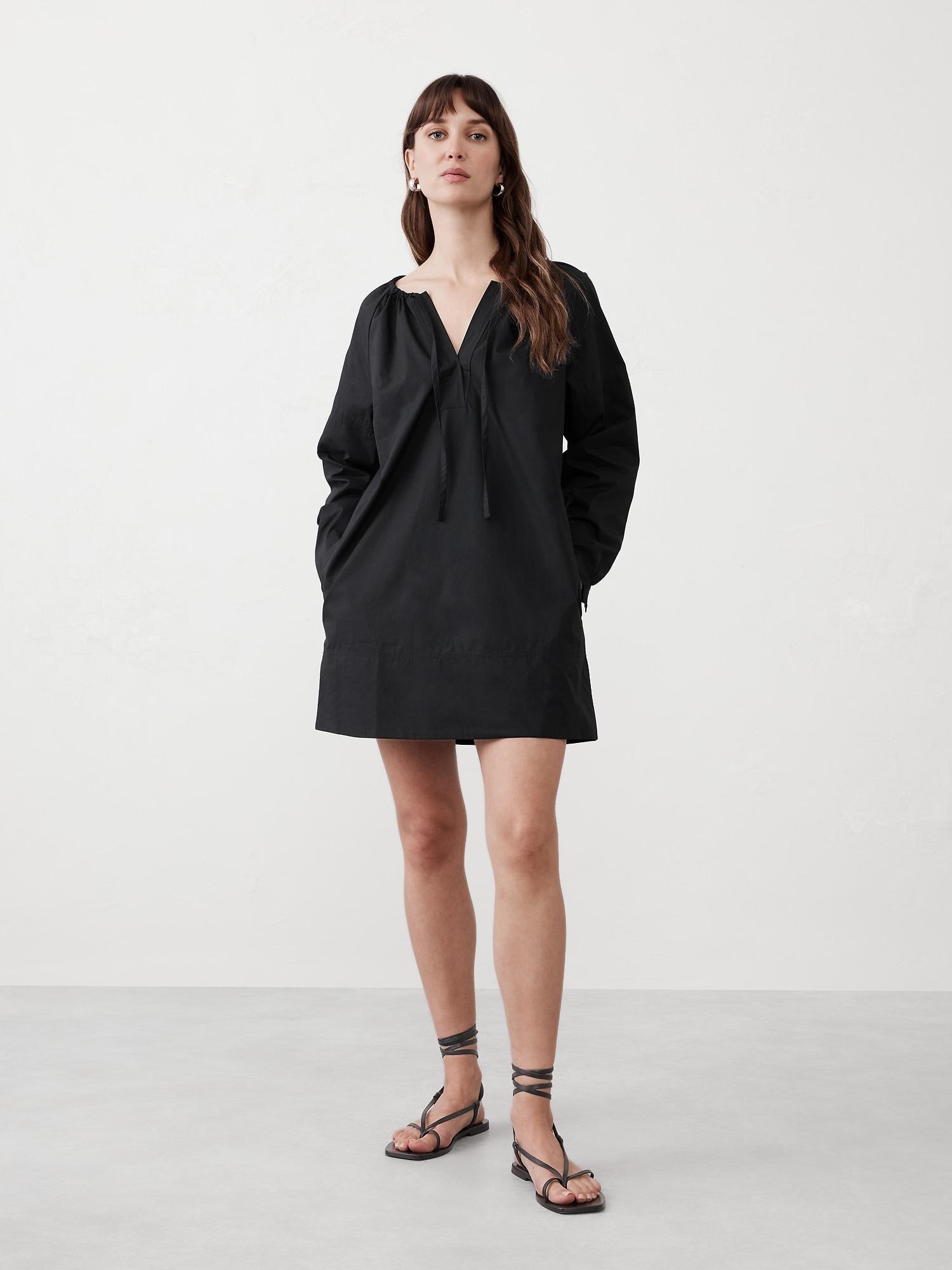 Tie-Neck Poplin Mini Dress Product Image