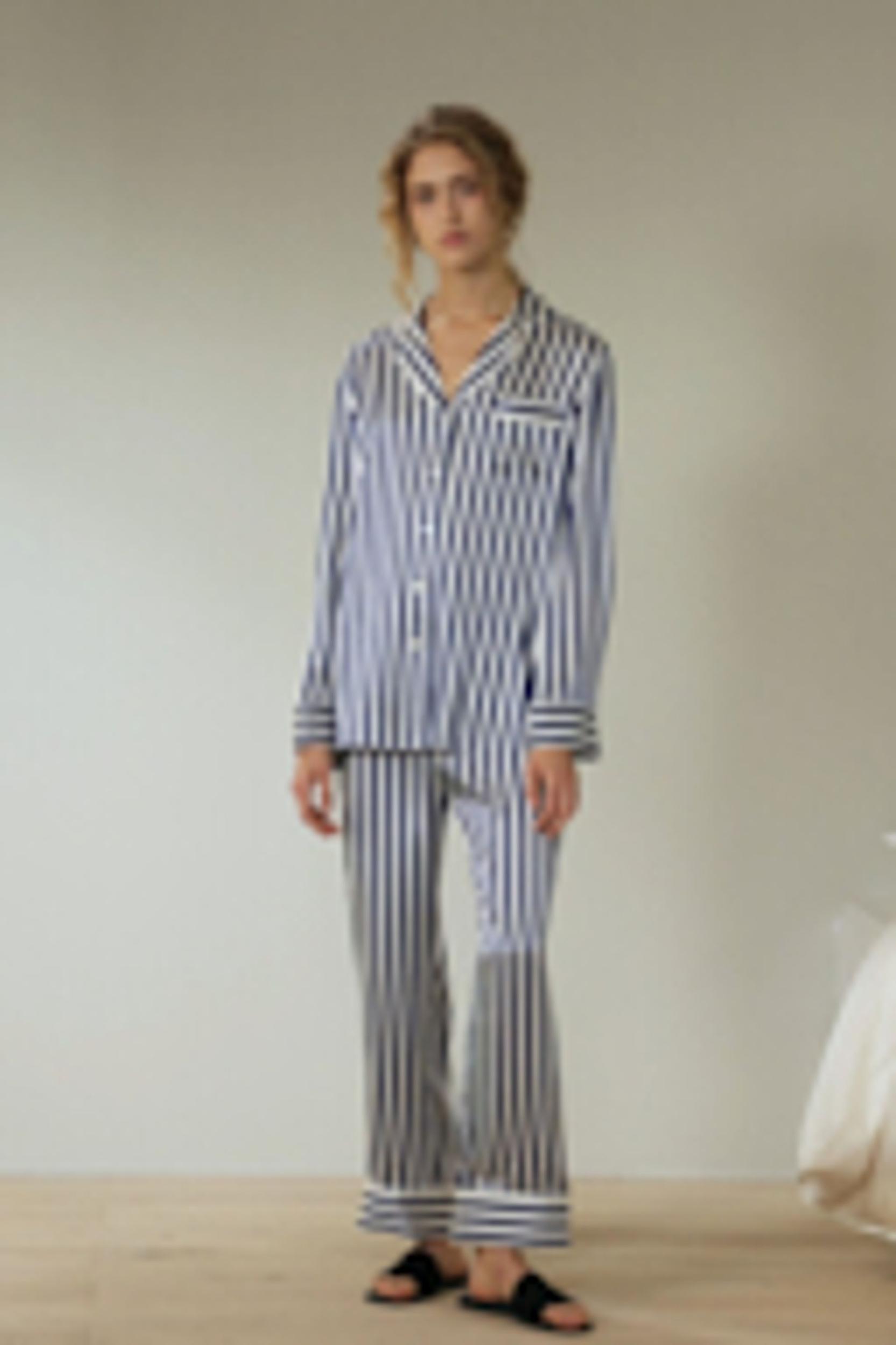 Amalfi Button-Up Full Length Striped Pajama Set Product Image