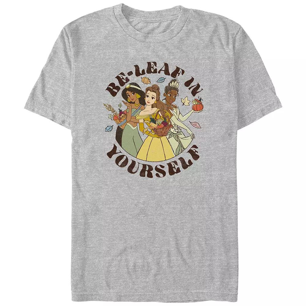 Disney Princess Be-Leaf In Yourself Men's Graphic Tee, Size: Medium, Athletic Grey Product Image