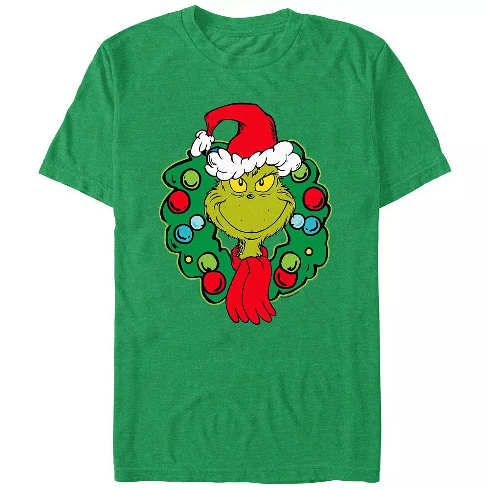 Men's Dr. Seuss Grinch Wreath Graphic Tee, Size: XXL, Kelly Grey Product Image