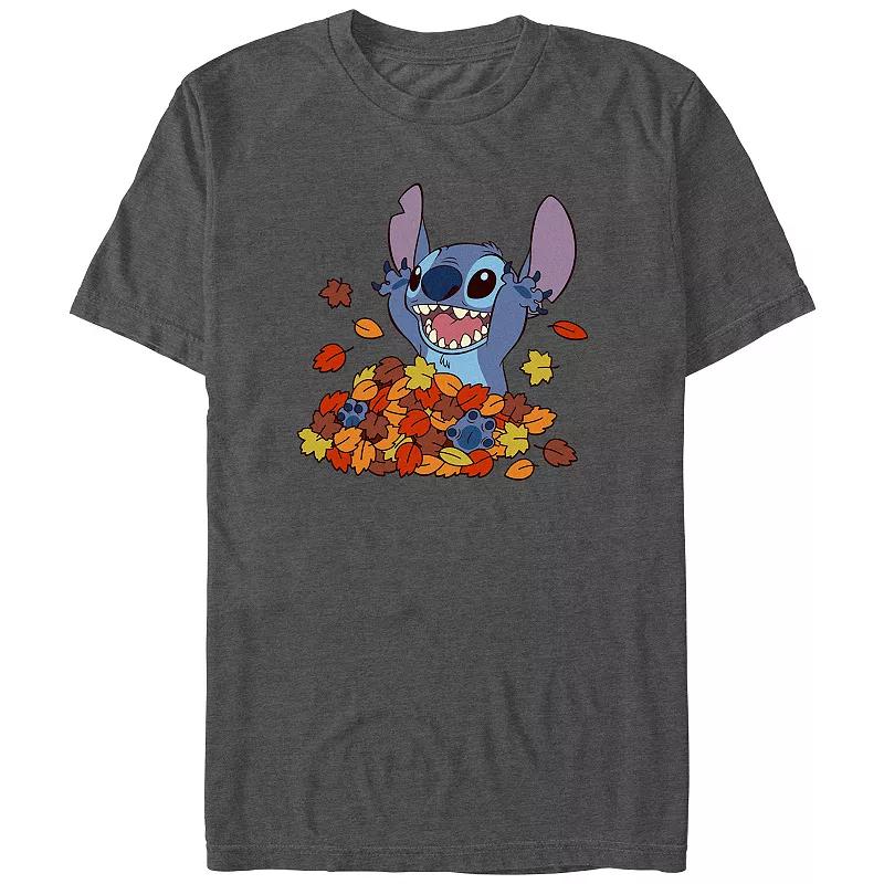 Disney's Lilo & Stitch Leaf Pile Fun Stitch Men's Graphic Tee,  Product Image