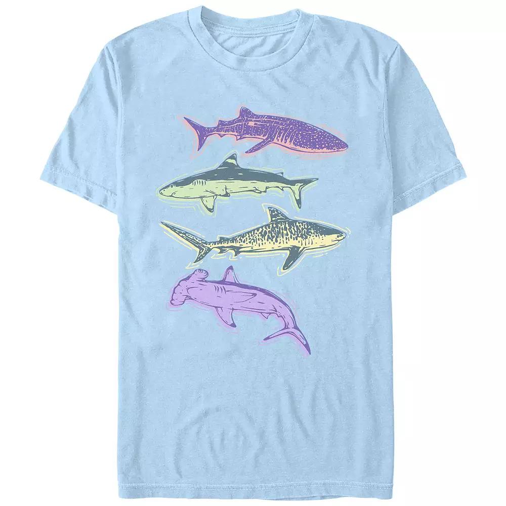 Men's Colorful Sharks Graphic Tee,  Product Image
