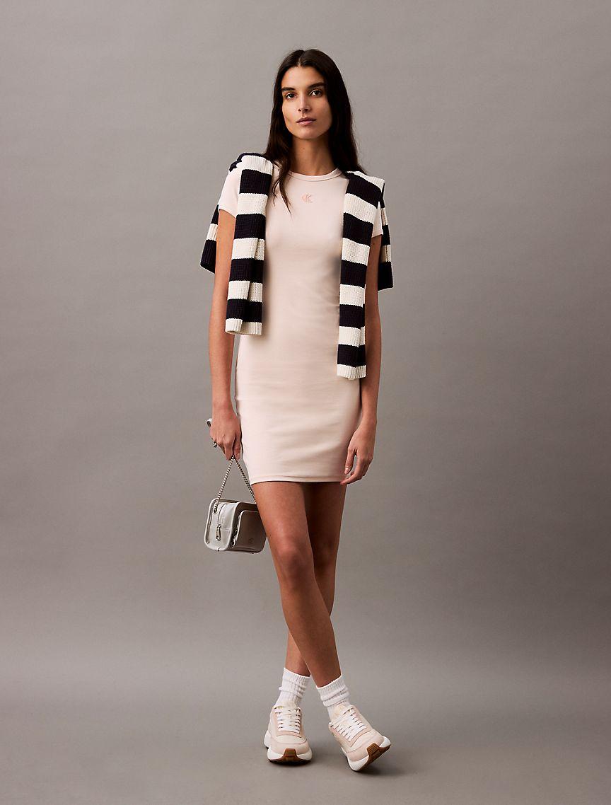 Cotton Contour Rib Monogram Logo Mini Dress Product Image