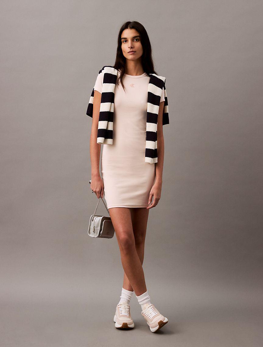 Cotton Contour Rib Monogram Logo Mini Dress Product Image