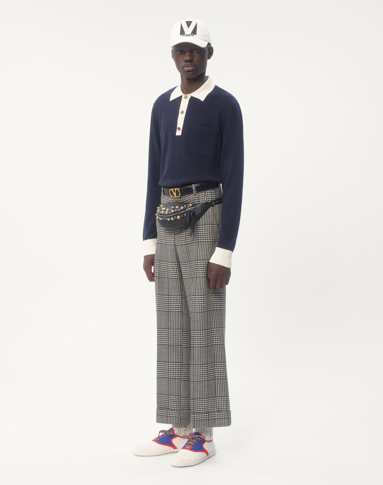 Long-Sleeved Cotton Polo Shirt Product Image