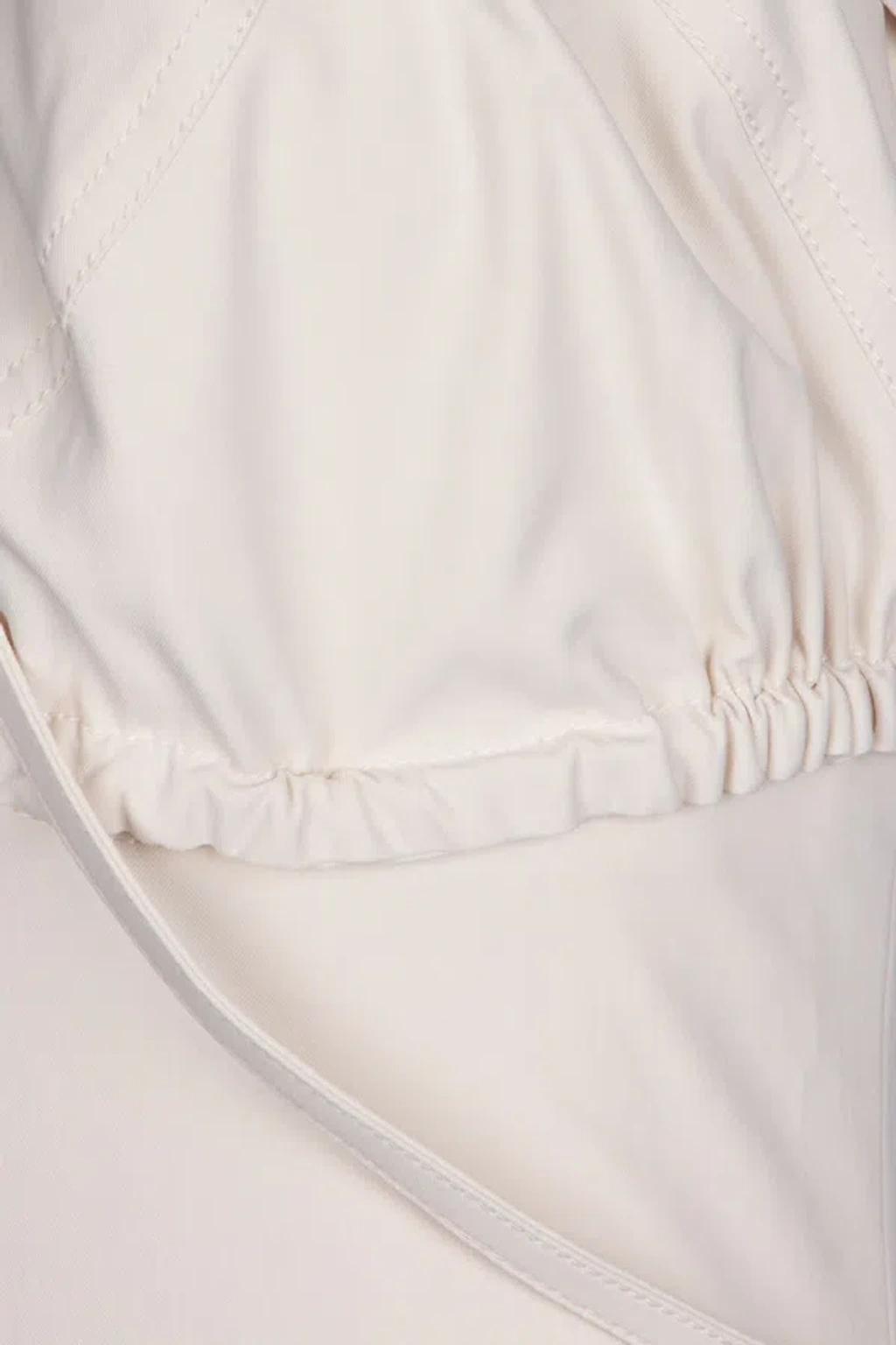 JACQUEMUS Strapless Ruffled Cutout Twill Midi Dress In White Product Image