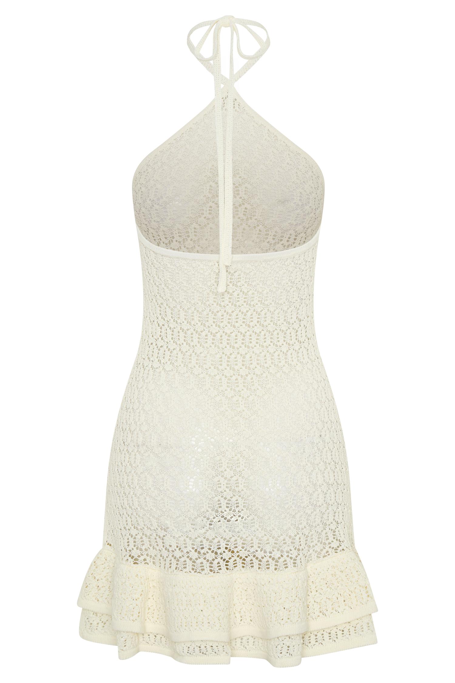 Carrisa Crochet Knit Mini Dress - White Product Image
