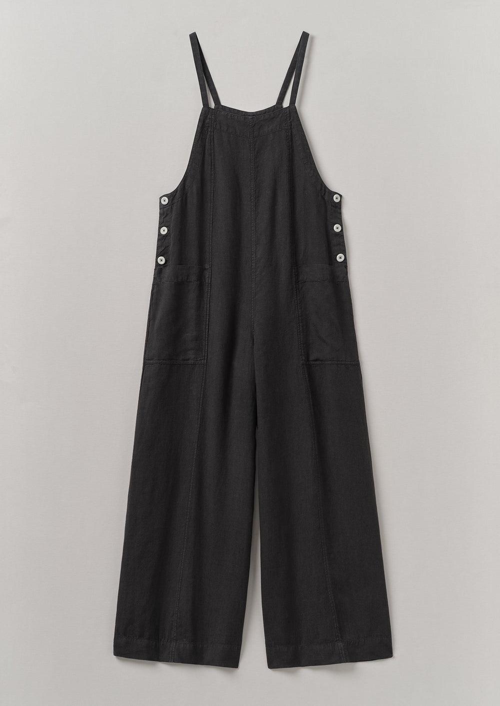 Garment Dyed Linen Pocket Jumpsuit | Black Pepper Product Image