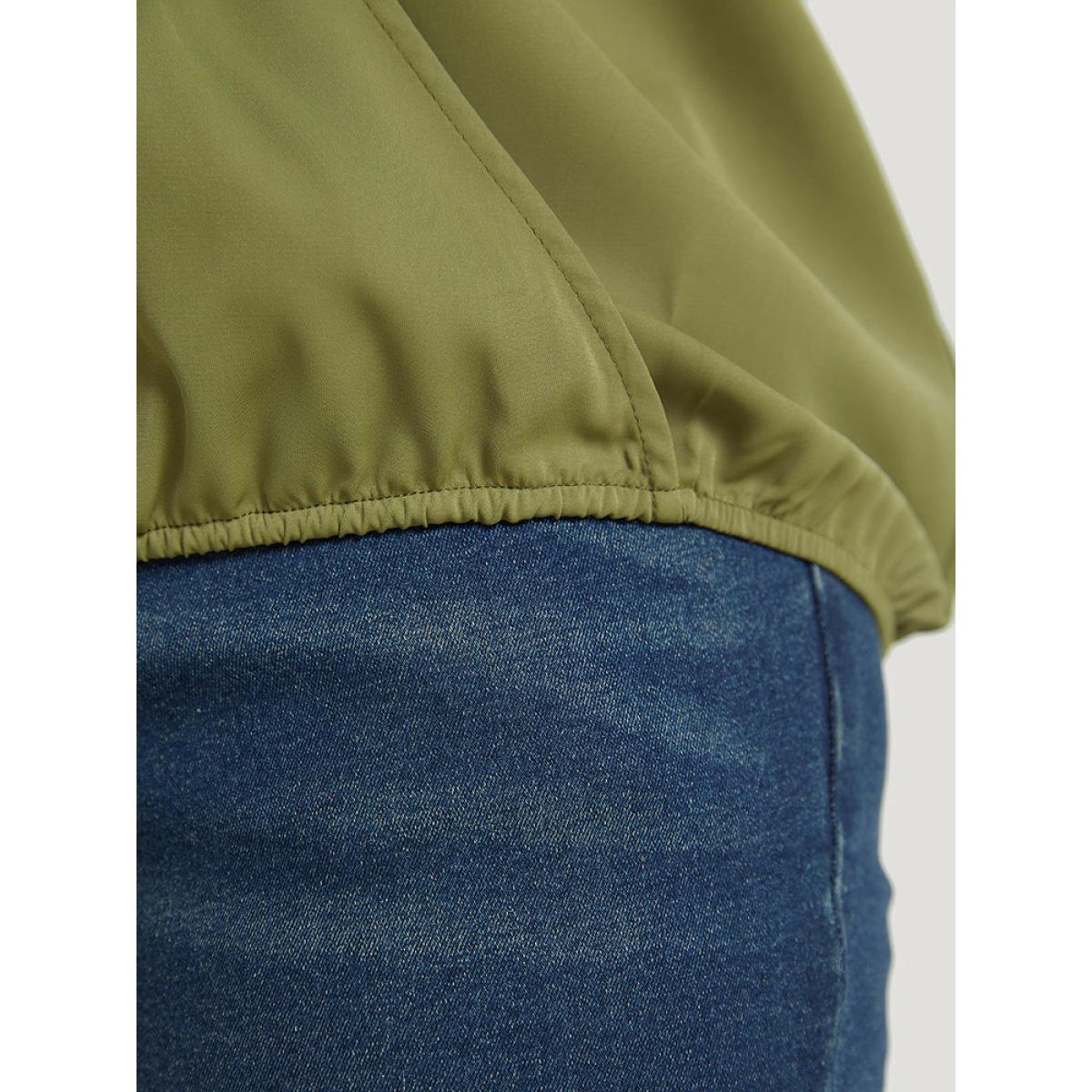 Plus Size ArmyGreen Plain Wrap Cut Out Knot Sleeve Blouse Women Office Short sleeve V-neck Dailywear Blouses BloomChic 30/6X Product Image