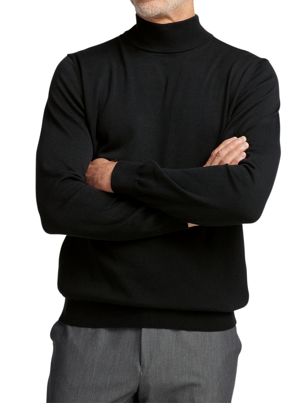 Supima Cotton Mock Neck Sweater - Black Product Image