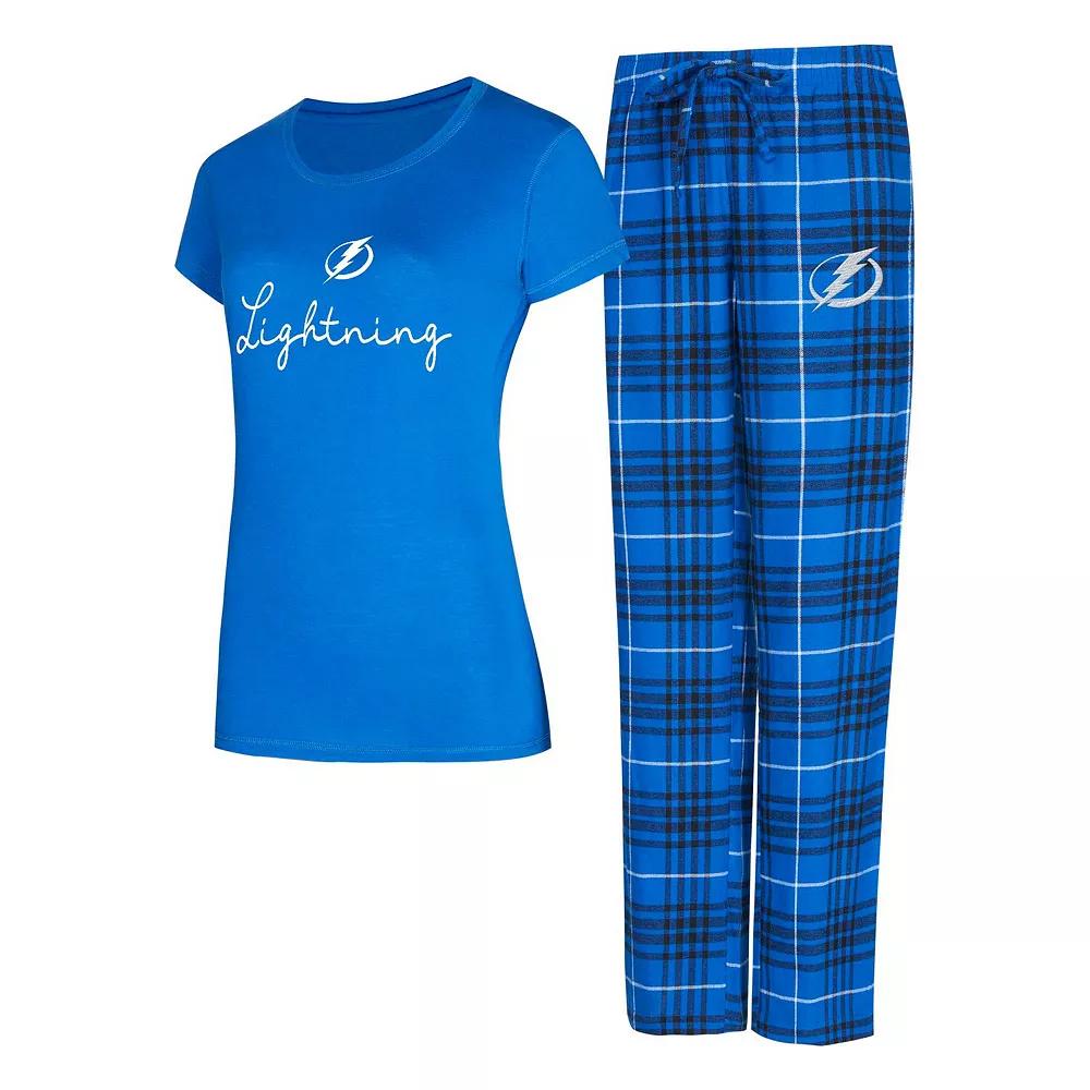 Women's Concepts Sport Blue/Black Tampa Bay Lightning Vector T-Shirt & Pants Sleep Set, Size: Large, Lgh Blue Product Image