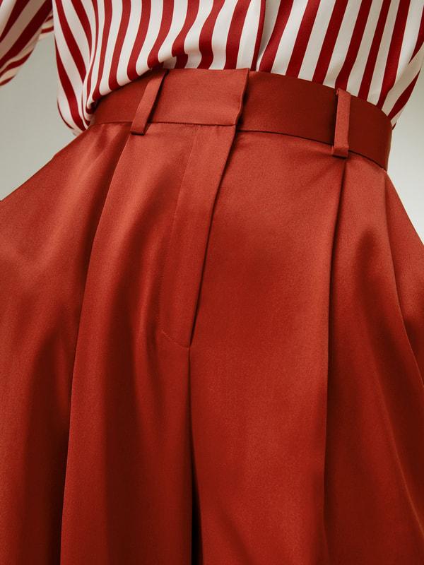 High-Waisted Wide Leg Dense Silk Pants Product Image