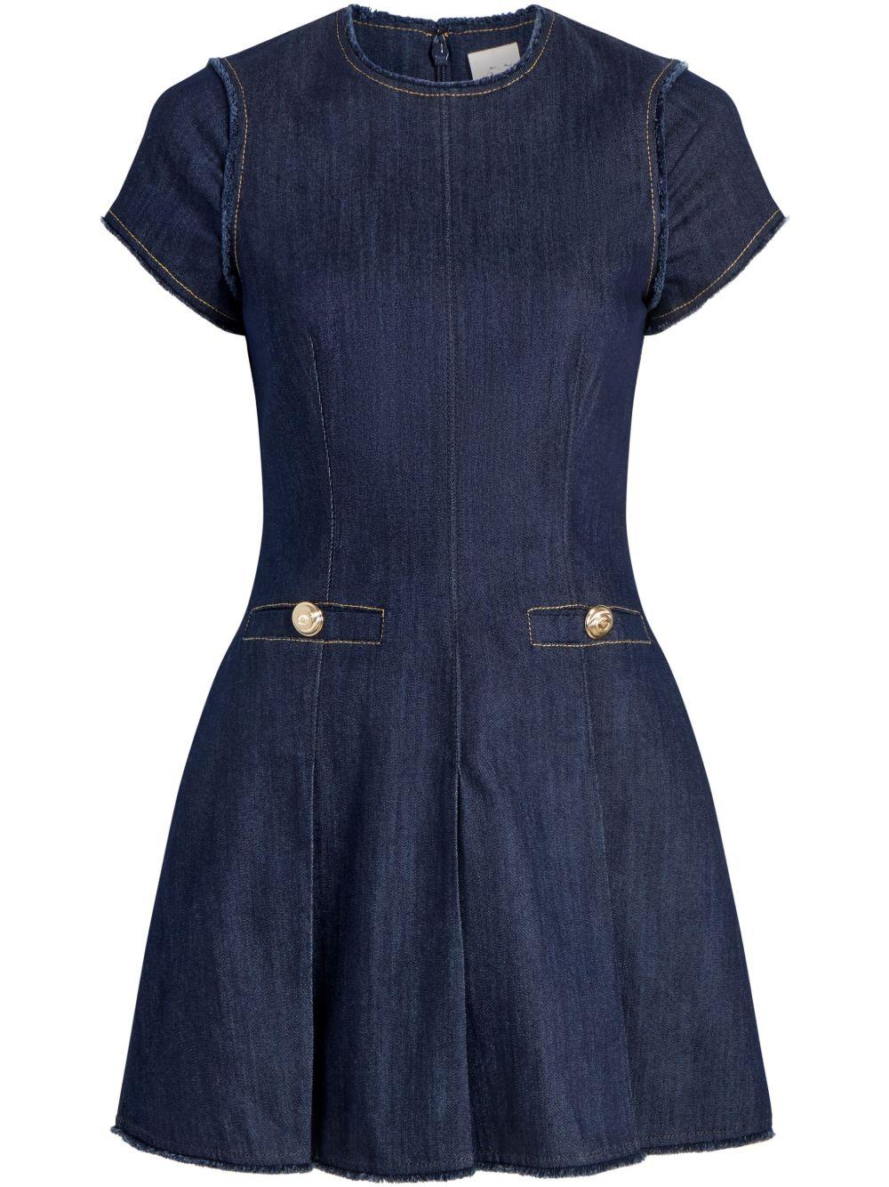 CINQ À SEPT Nova Short-sleeve Denim Mini Dress In Indigo Product Image