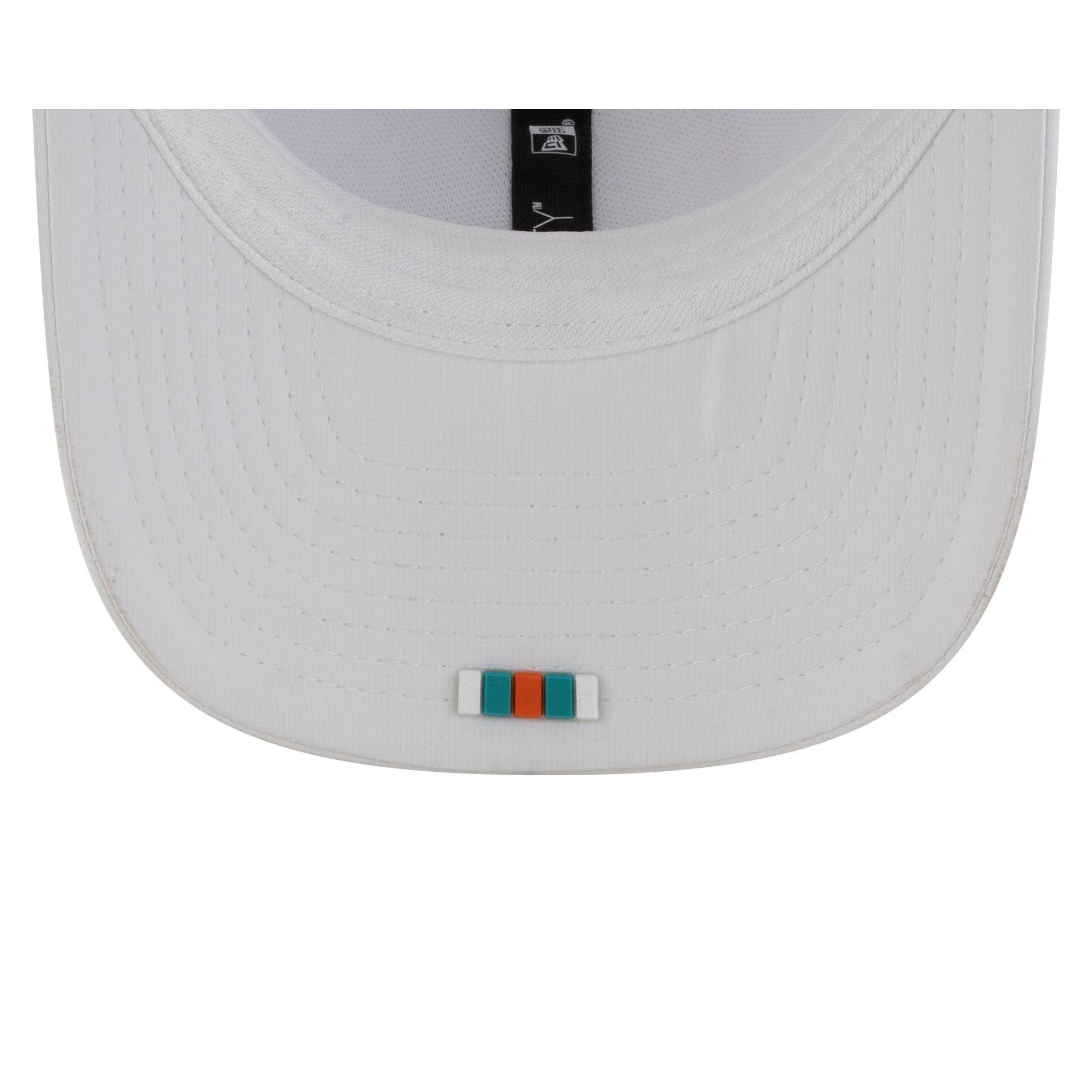 Miami Dolphins 2025 Sideline Hot Weather White 9SEVENTY Trucker Hat Male Product Image