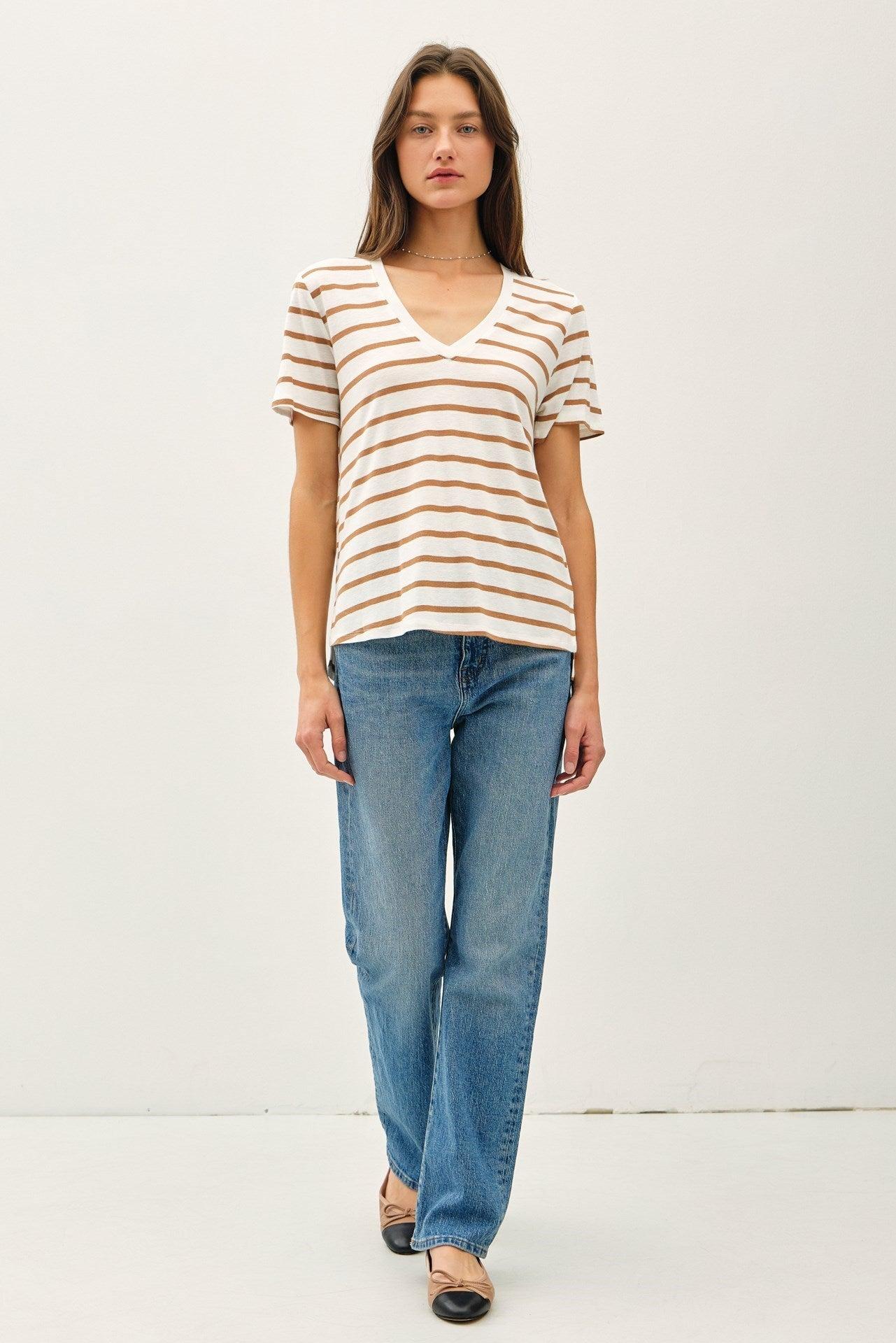 UB ESSENTIALS: EASY STRIPES COTTON-LINEN TEE Product Image
