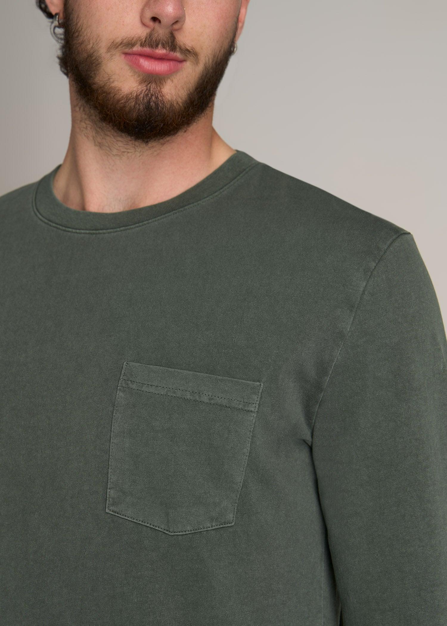 Garment Dyed Long Sleeve Pocket Tall Men's Tee in Spring Olive Male Product Image