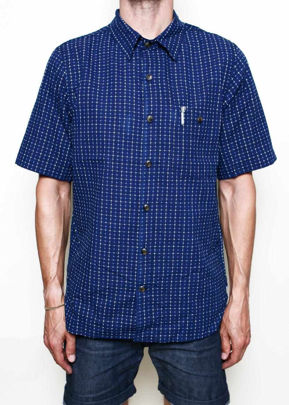 Oxford Shirt // Indigo Sashiko Grid Product Image