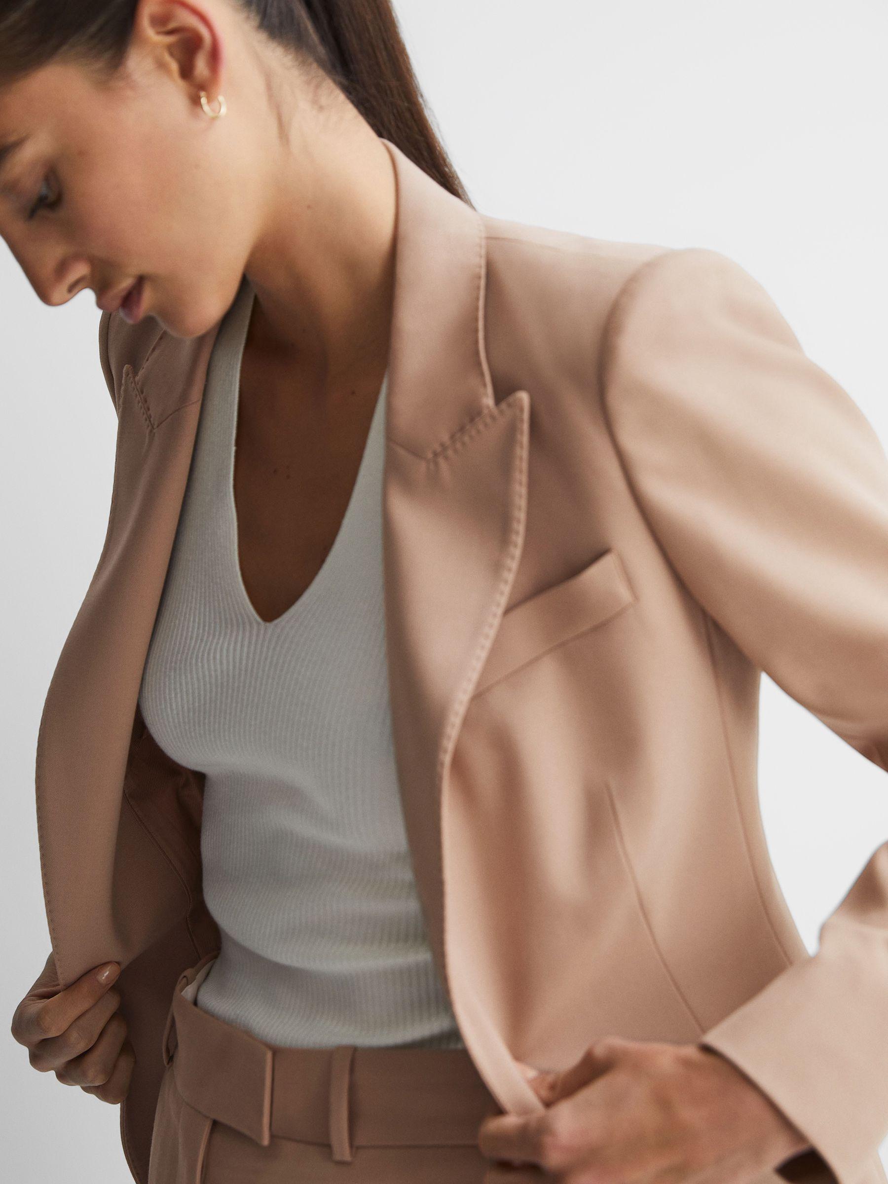 Tailored Wool Blend Single Breasted Suit Blazer in Camel Product Image