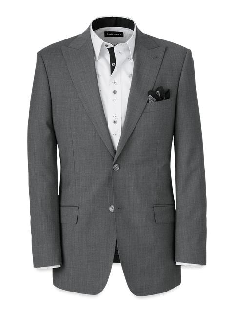 Wool Stretch Bengaline Peak Lapel Suit Jacket - Grey Product Image
