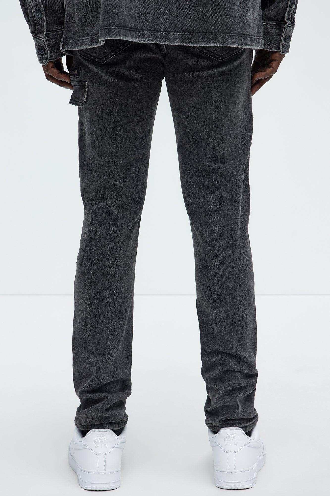 Cargo Pocket Slim Taper Jeans - Black Product Image