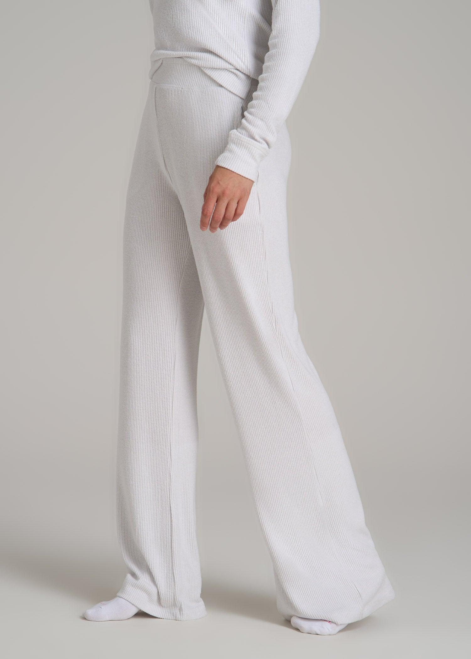 Women's Ribbed Flare Lounge Pants for Tall Women in Cloud White Female Product Image
