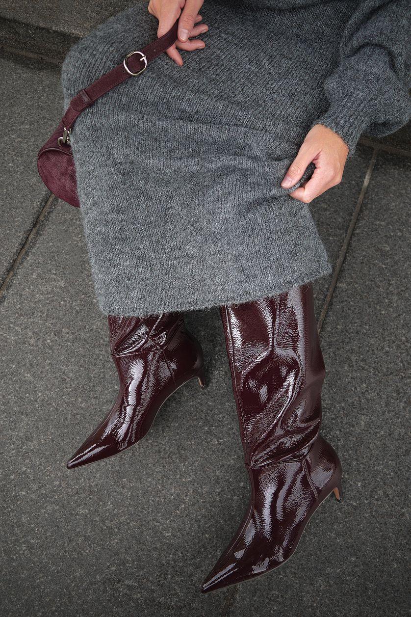 Textured glossy boots Product Image