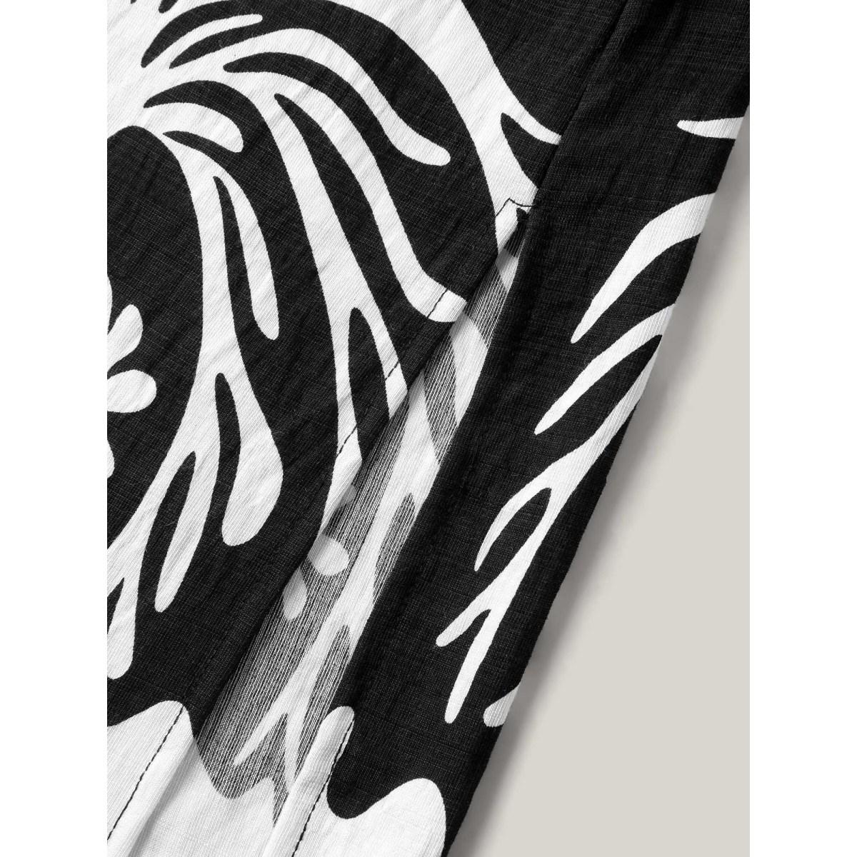 Plus Size Tropical Breeze Print Pockets Midi Dress Black Women V-neck Sleeveless Curvy BloomChic 22-24/3X Product Image