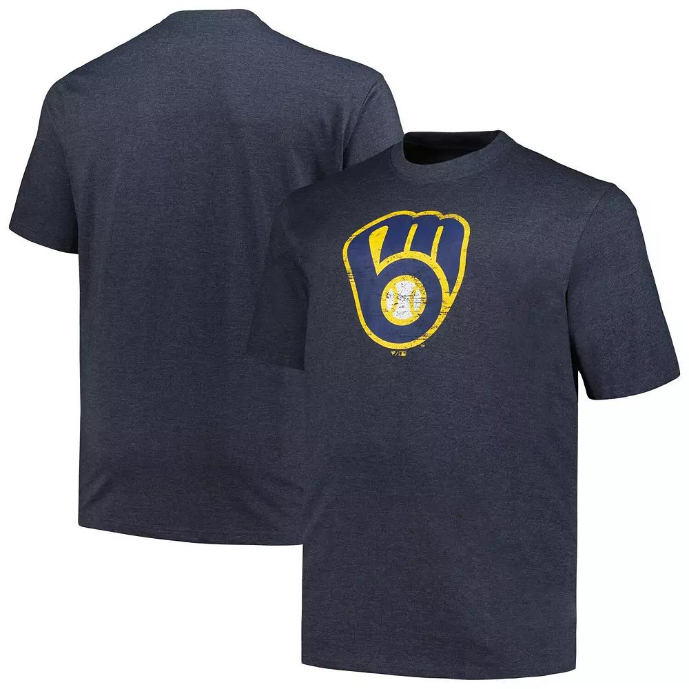Men's Profile Heather Navy Milwaukee Brewers Big & Tall Weathered Logo T-Shirt,  Product Image