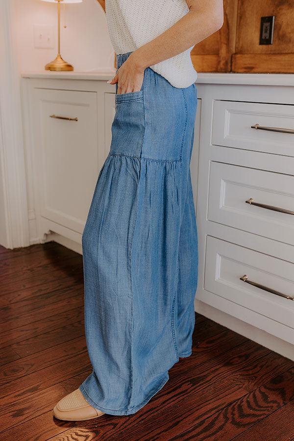 The Vivienne High Waist Wide Leg Chambray Pants Product Image