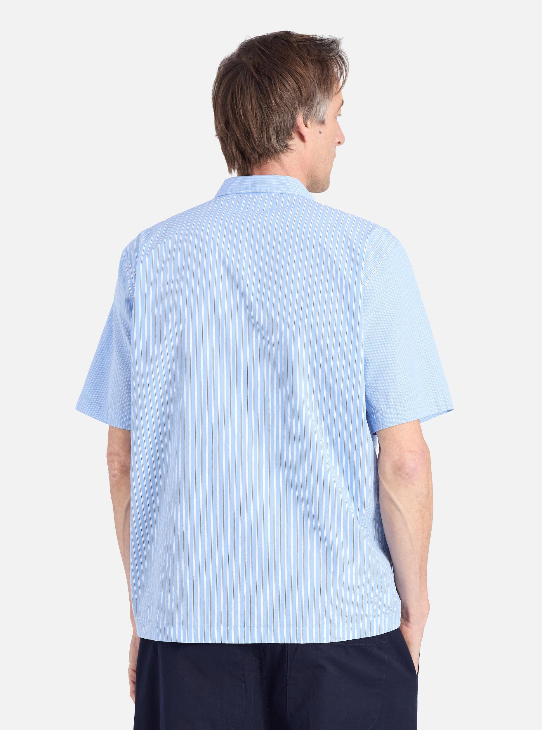Universal Works Sal Road Shirt in Blue Vila Stripes Product Image