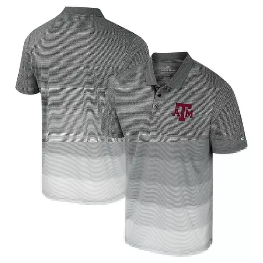 Men's Colosseum Gray Texas A&M Aggies Striped Mesh Polo, Size: XXL, Grey Product Image