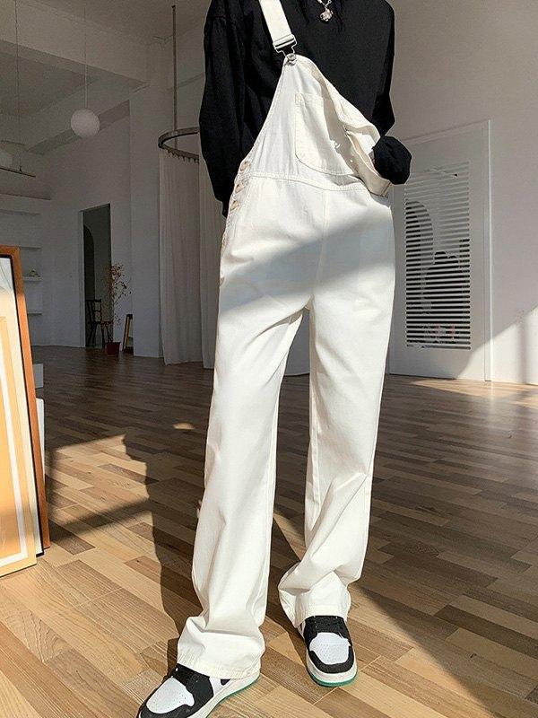 Classic Straight Leg Denim Overalls Product Image